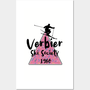 Verbier ski society 1986 vintage retro 80's Posters and Art